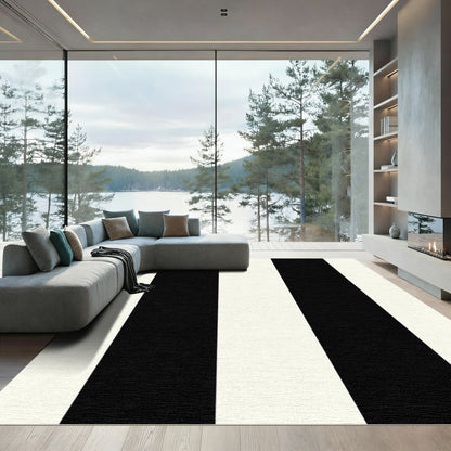 Contrast Black White Linear Bands Rug