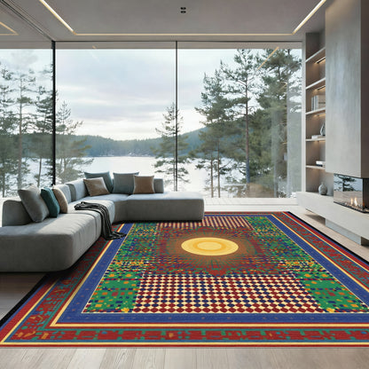 Vibrant Yellow Sun Geometric Textile Rug