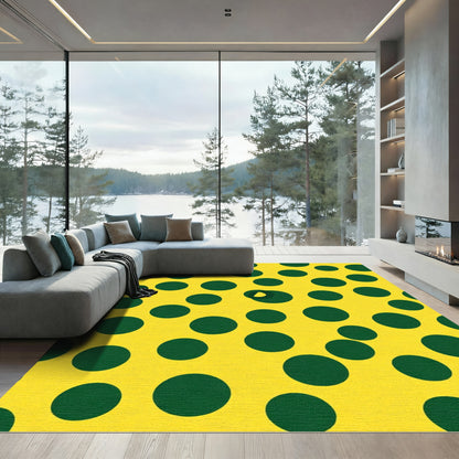 Yellow Green Polka Dot Circles Rug