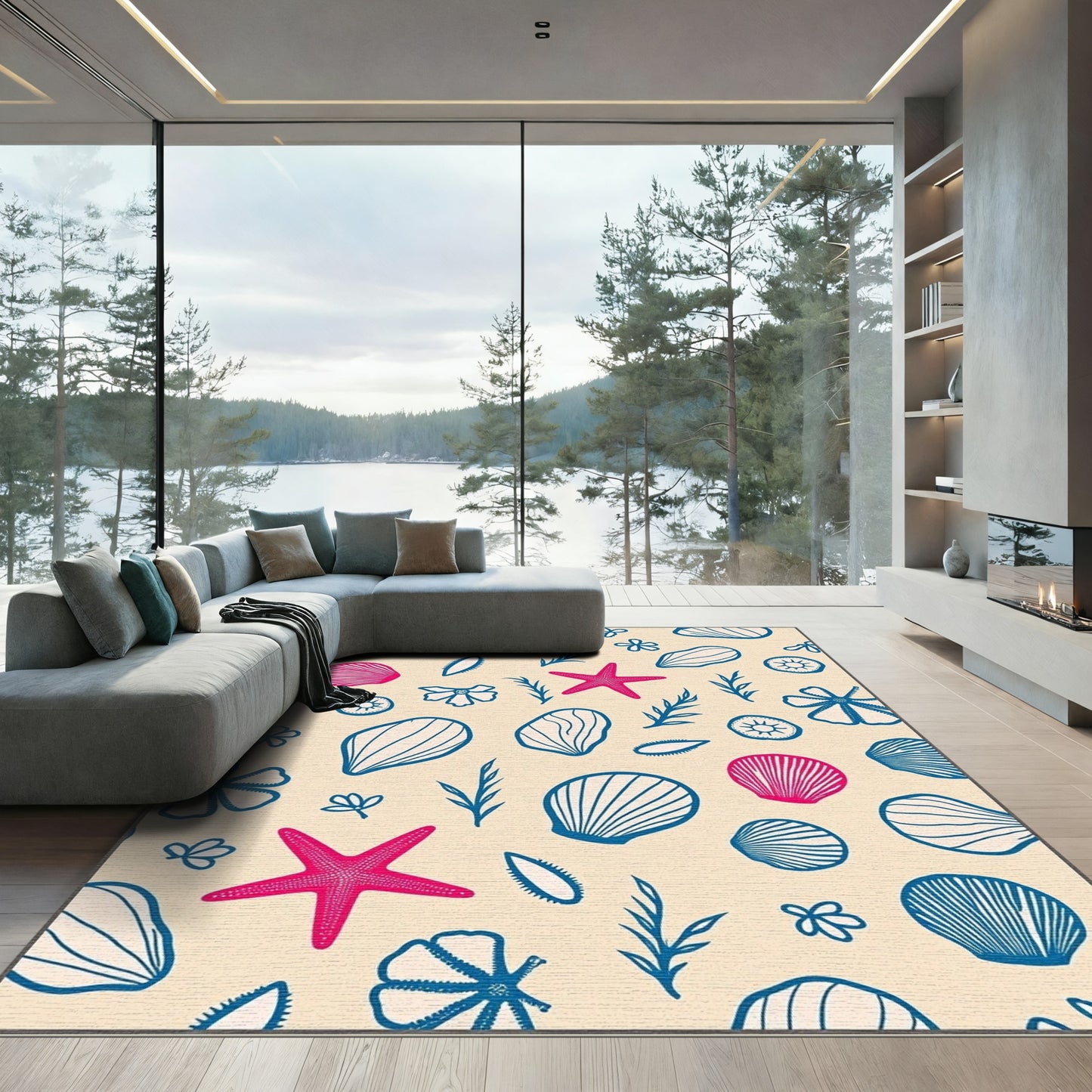 Oceanic Seashell Starfish Marine Medley Rug