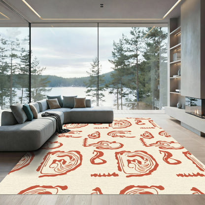 Cream Terracotta Abstract Swirl Rug