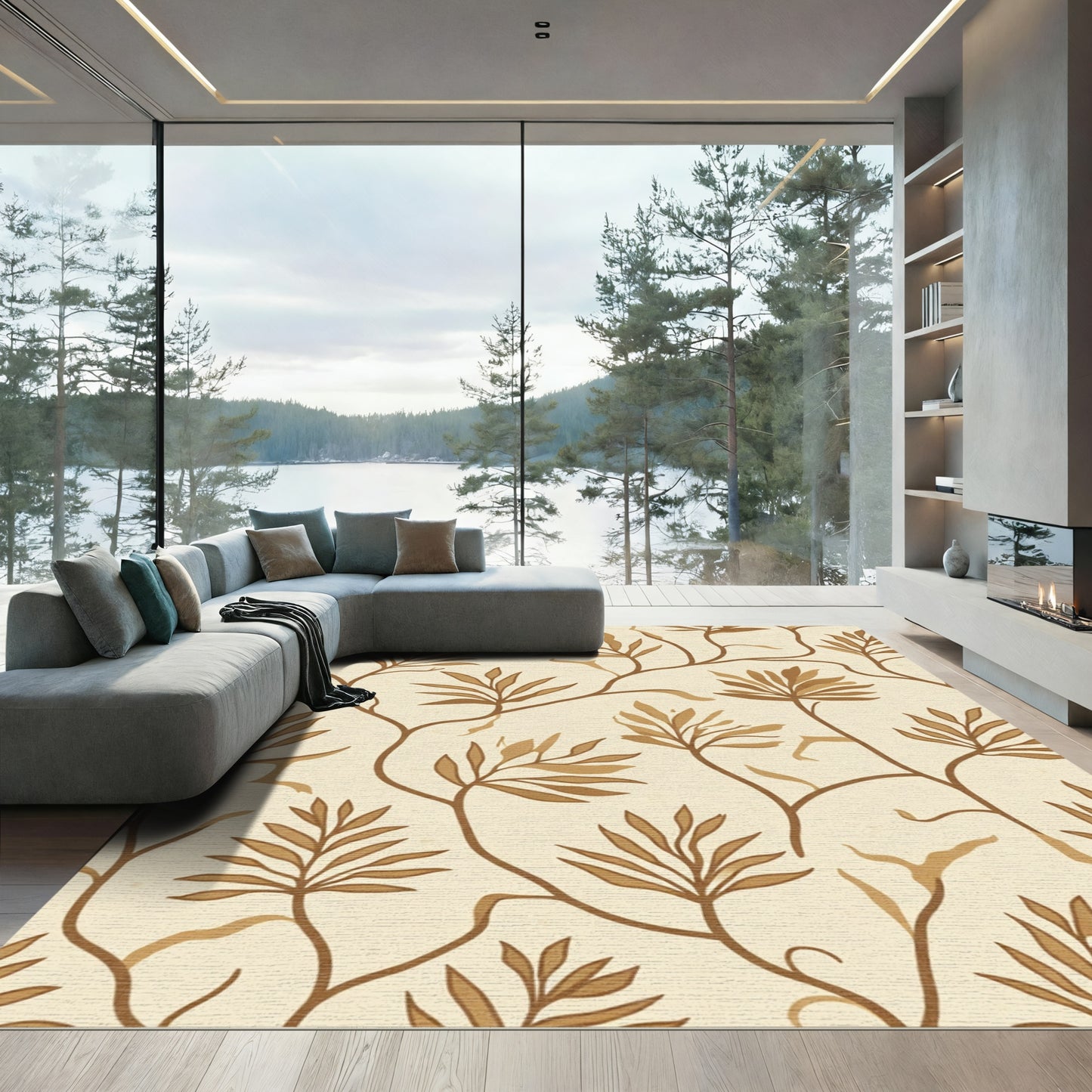 Brocade Fern Vine Cream Rug
