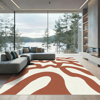 Abstract Terra-cotta Organic Flow Rug