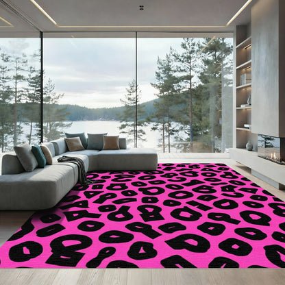 Pink Black Animal Spots Rug