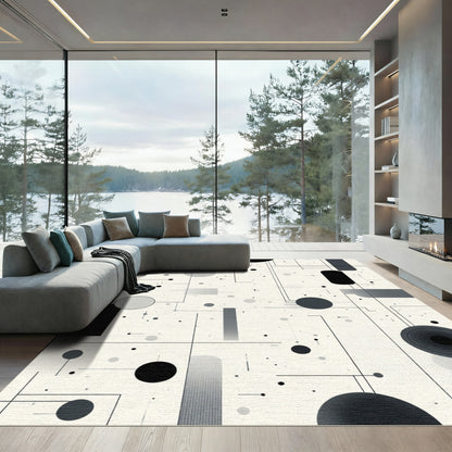 Monochromatic Geometric Dot Line Rug