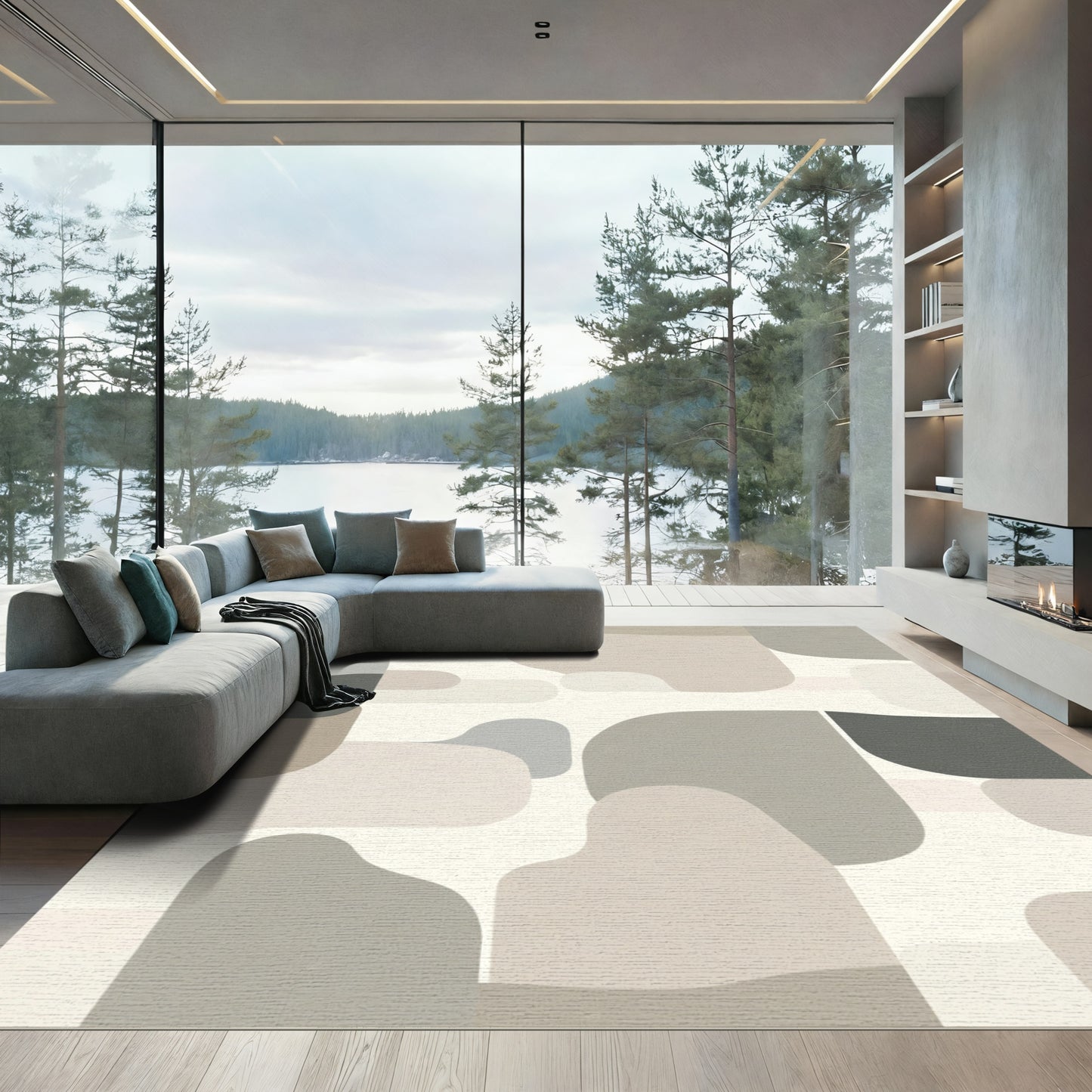Neutral Organic Mid Century Forms Rug