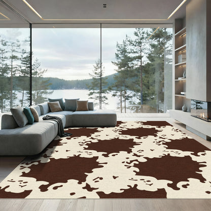 Brown Cream Organic Abstract Shapes Rug