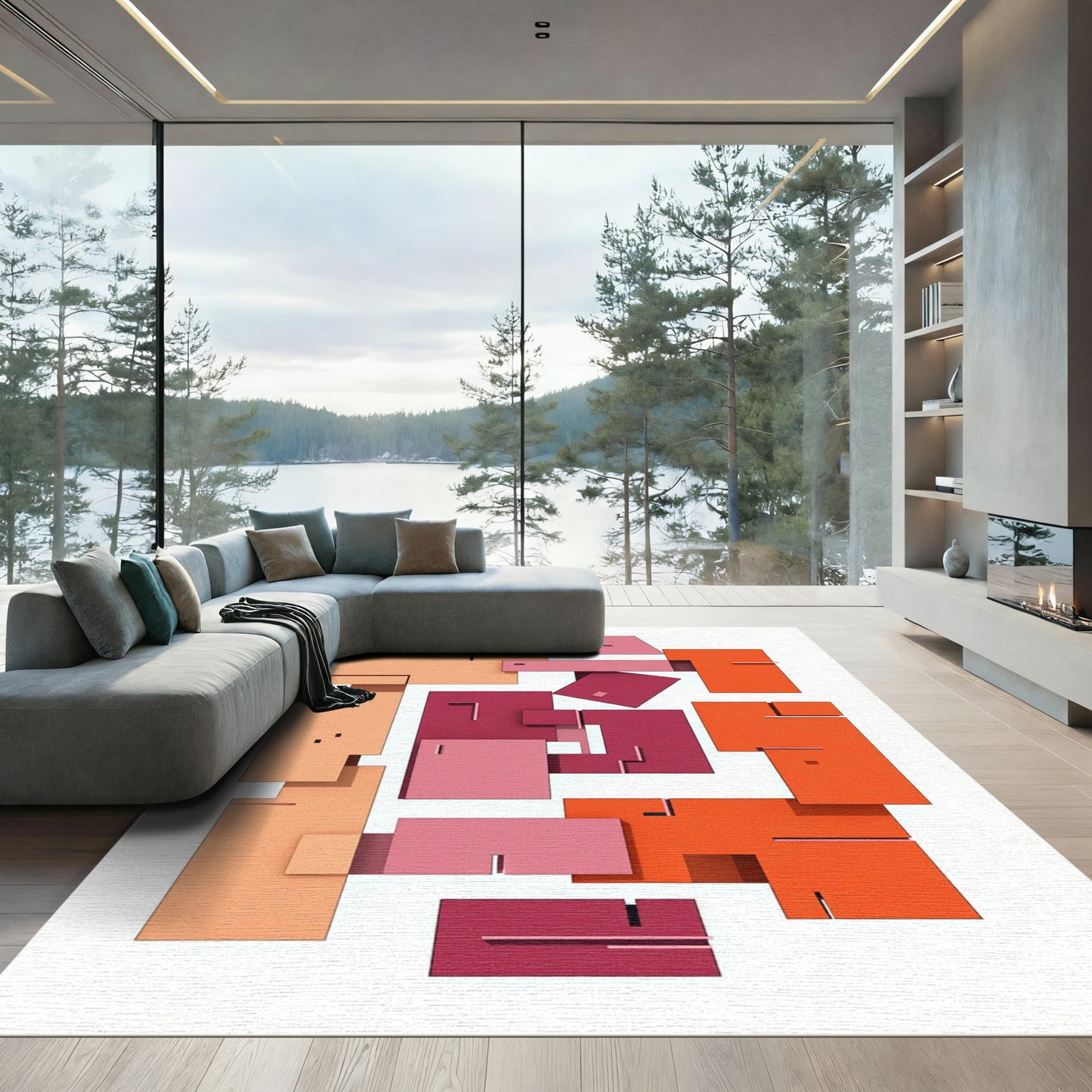 Geometric Abstract Blocks Modern Rug