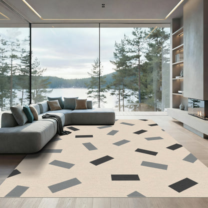Tan Grey Speckled Rectangles Backdrop Rug