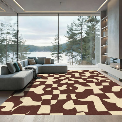 Abstract Organic Chess Board Rug