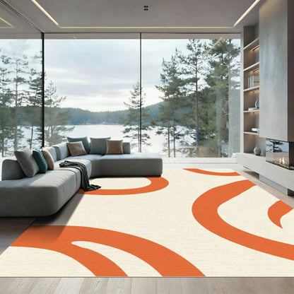 Modern Beige Abstract Swirl Rug