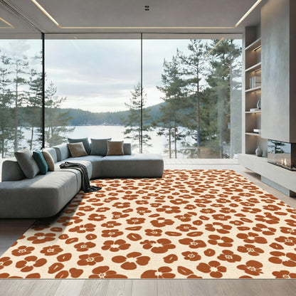 Terracotta Floral Scatter Rug