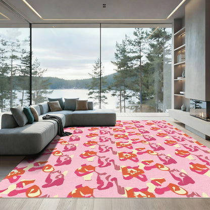 Pink Orchid Floral Arrangement Rug