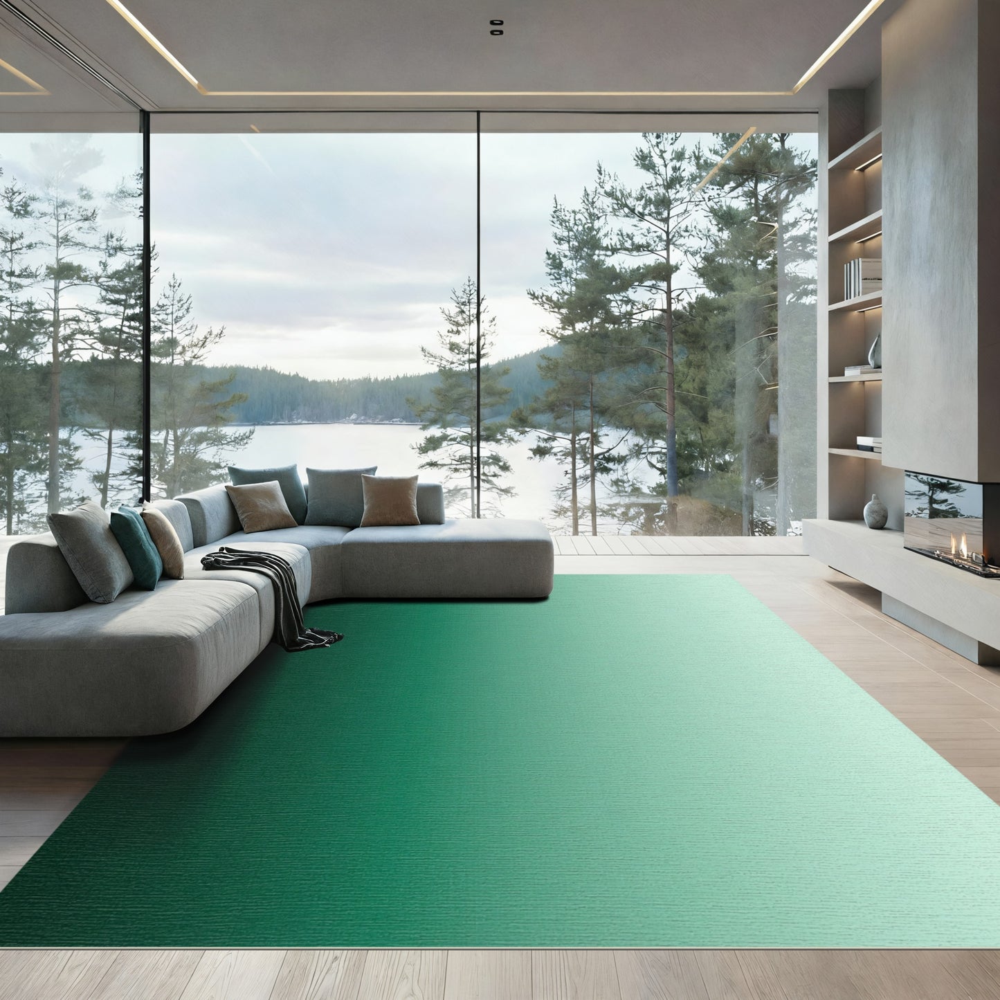 Deep Emerald Gradation Ombre Rug