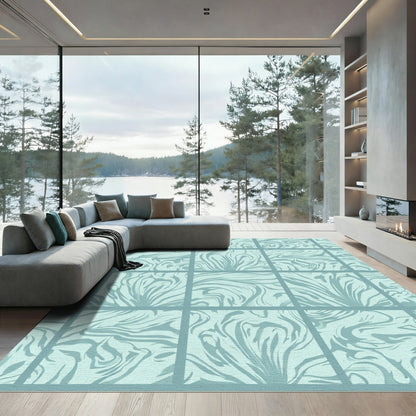 Monochromatic Blue Abstract Swirls Rug