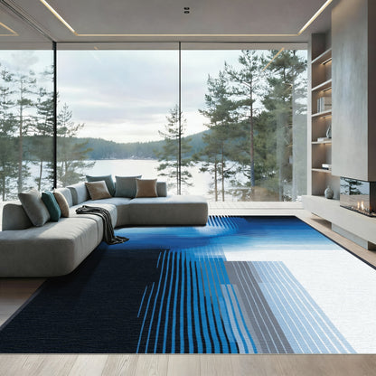 Dynamic Blue Gradient Linear Abstraction Rug