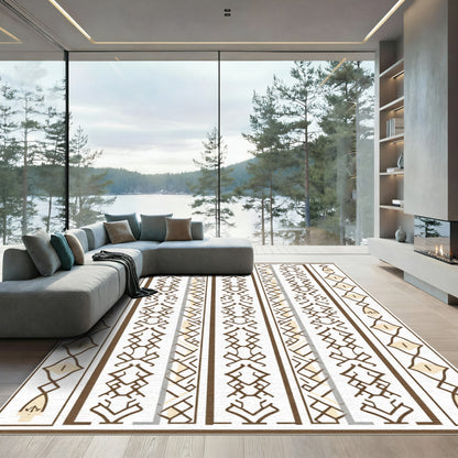 Geometric Abstract Ethnic Brown Stripes Rug