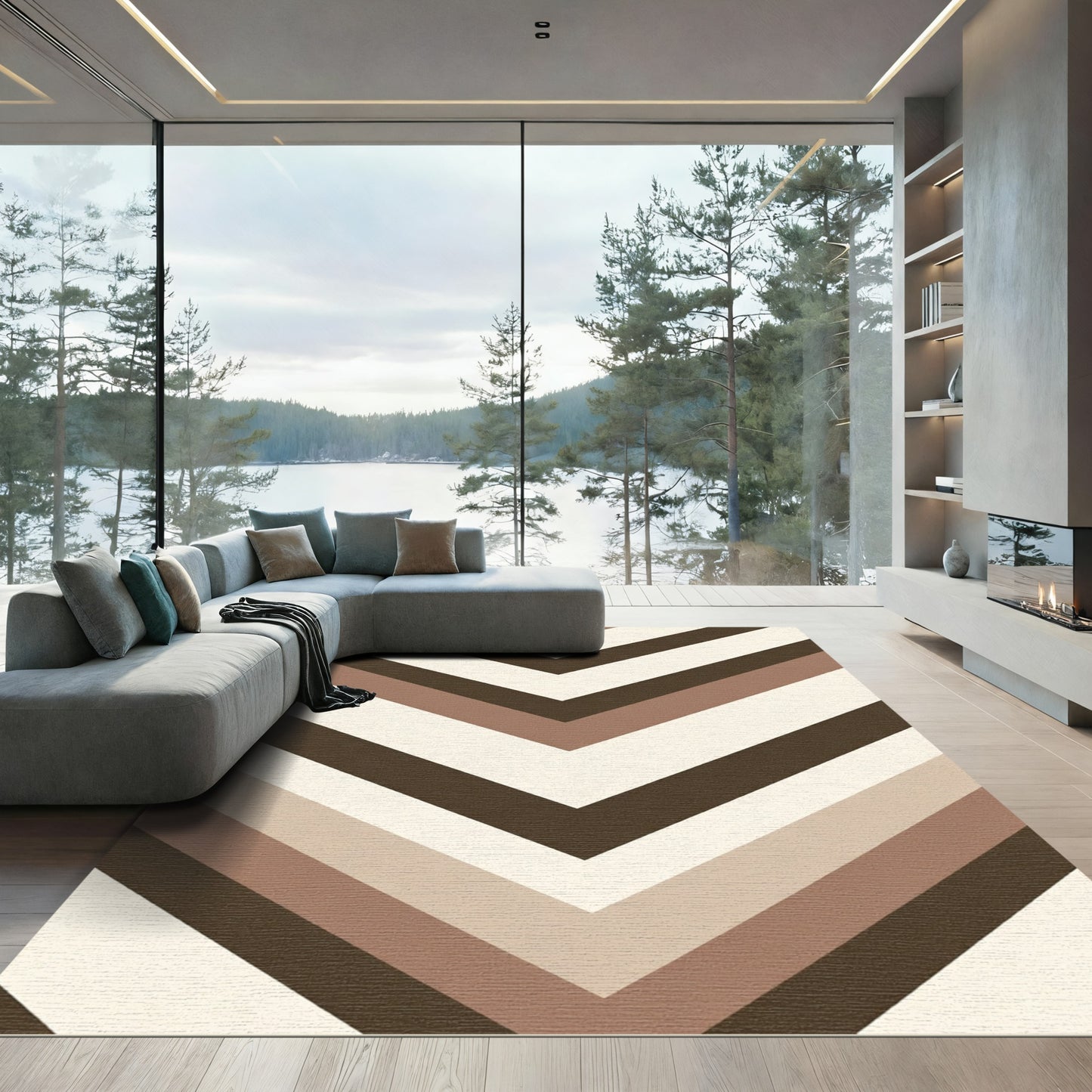 Earthy Tone Chevron Stripes Rug