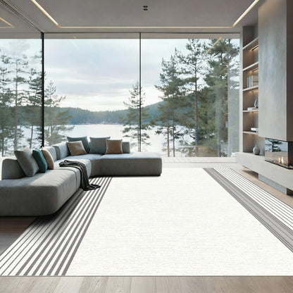Neutral Gray Vertical Stripe Rug