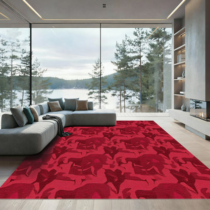 Crimson Jagged Floral Repetition Rug