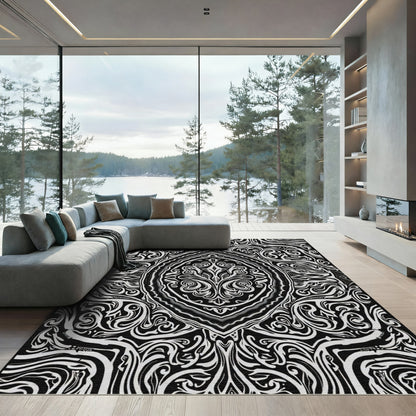Monochromatic Abstract Organic Swirl Rug