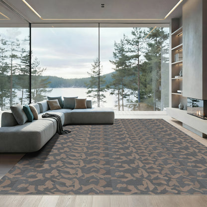 Earthy Camouflage Squares Inlay Rug
