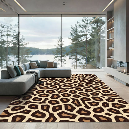 Brown Beige Organic Cell Mosaic Rug