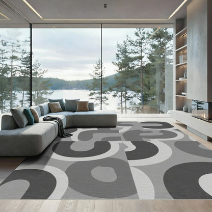 Monochromatic Abstract Geometric Composition Rug