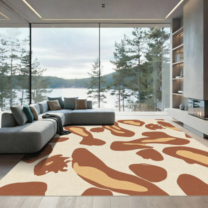 Neutral Brown Abstract Animal Spots Rug