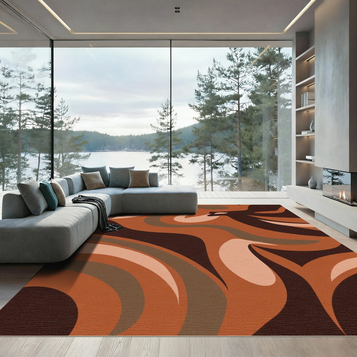 Earthy Tones Swirl Abstract Rug
