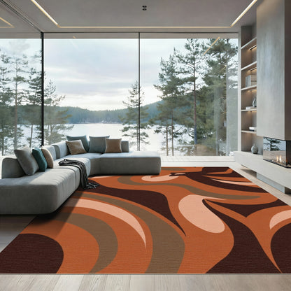 Earthy Tones Swirl Abstract Rug