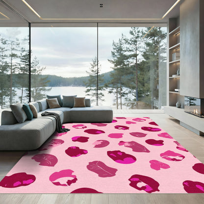 Crimson Pink Abstract Collage Rug