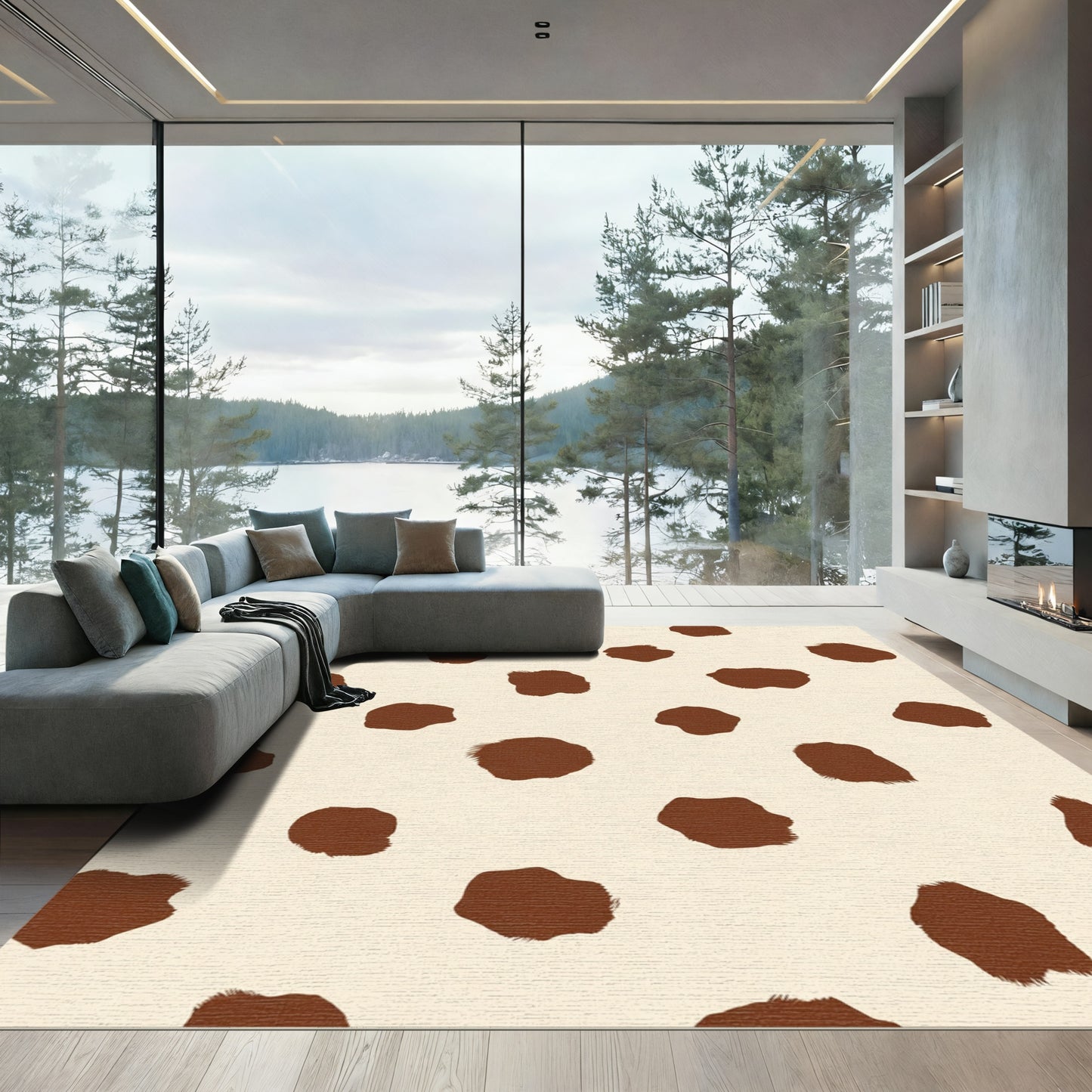 Brown Spots Cream Background Spots Rug