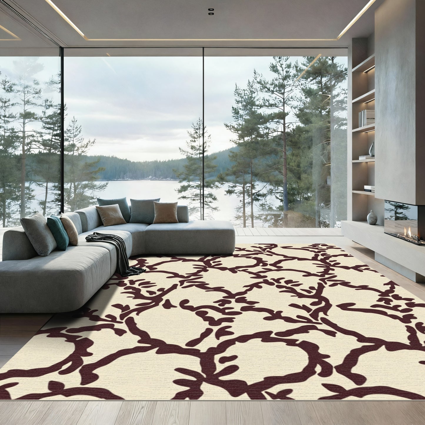 Earthy Vine Lattice Repeating Rug
