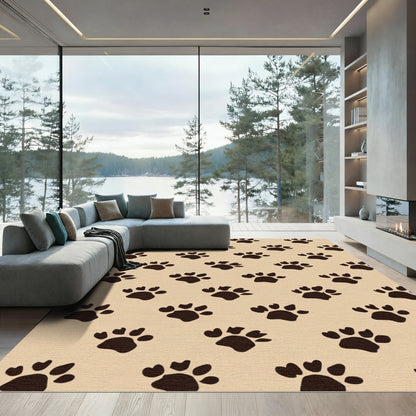 Brown Paw Print Repeat Rug