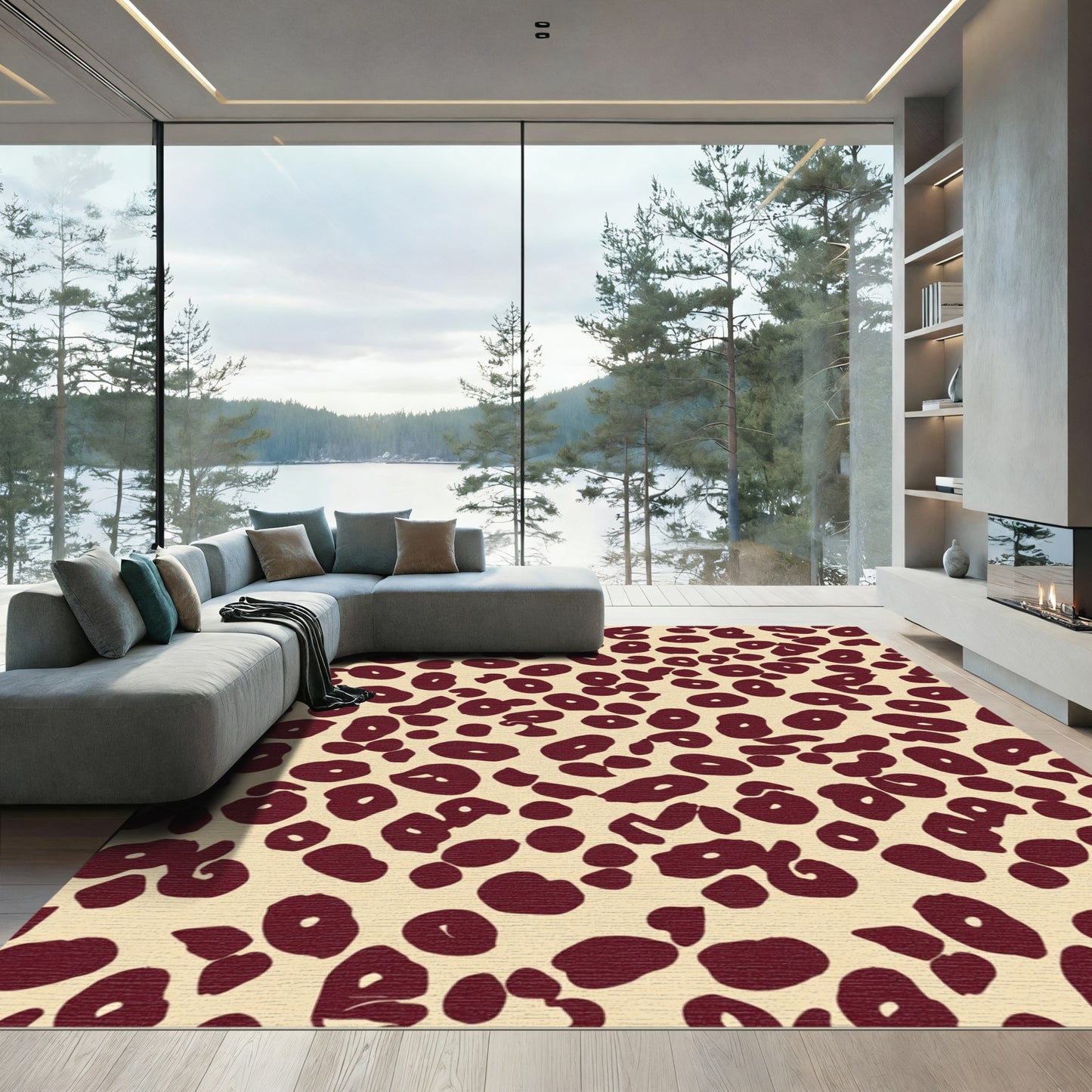 Rich Brown Circles Classic Animal Print Rug