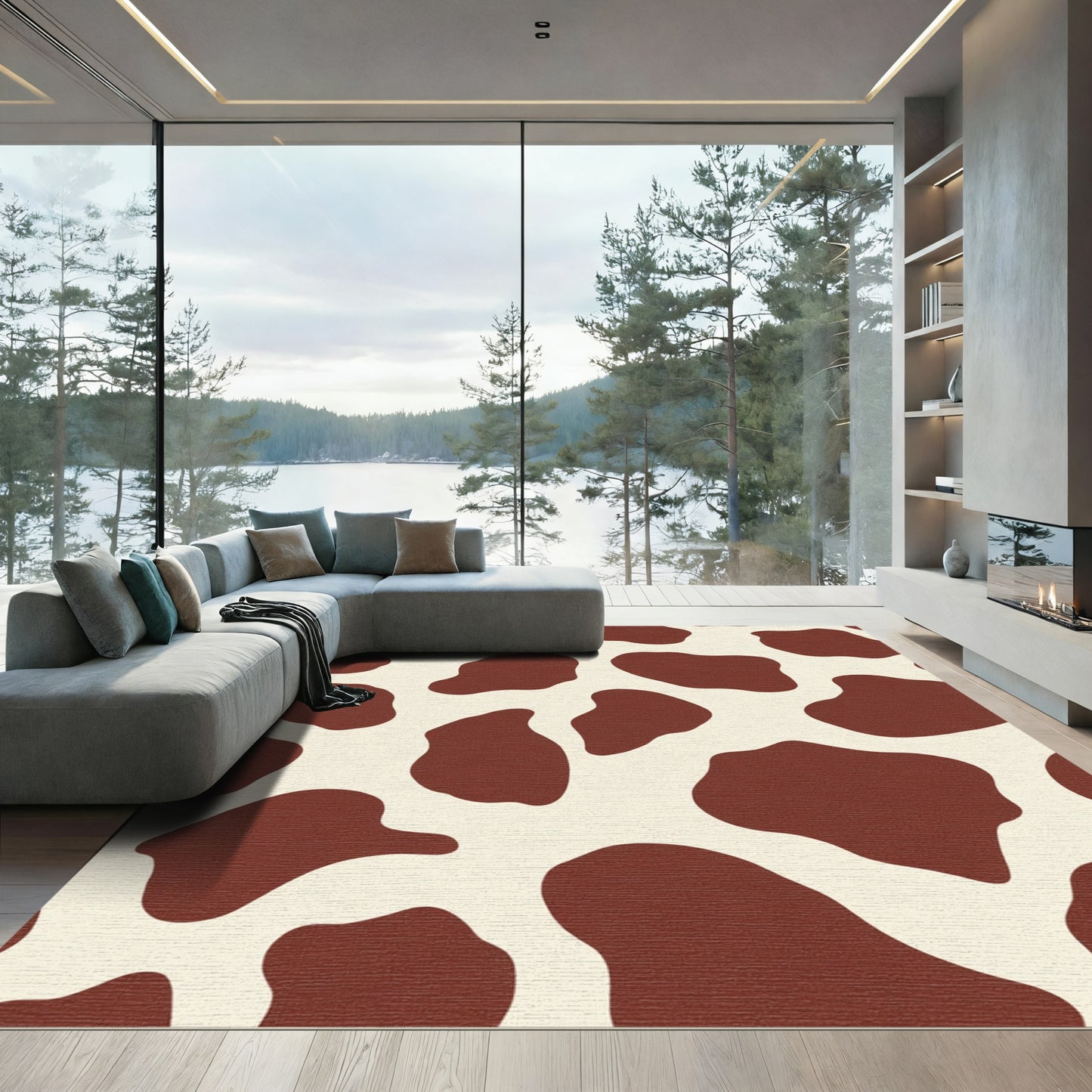 Brown Cream Irregular Spots Rug