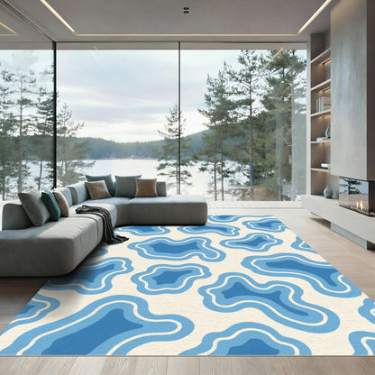 Azure Organic Wave Composition Rug
