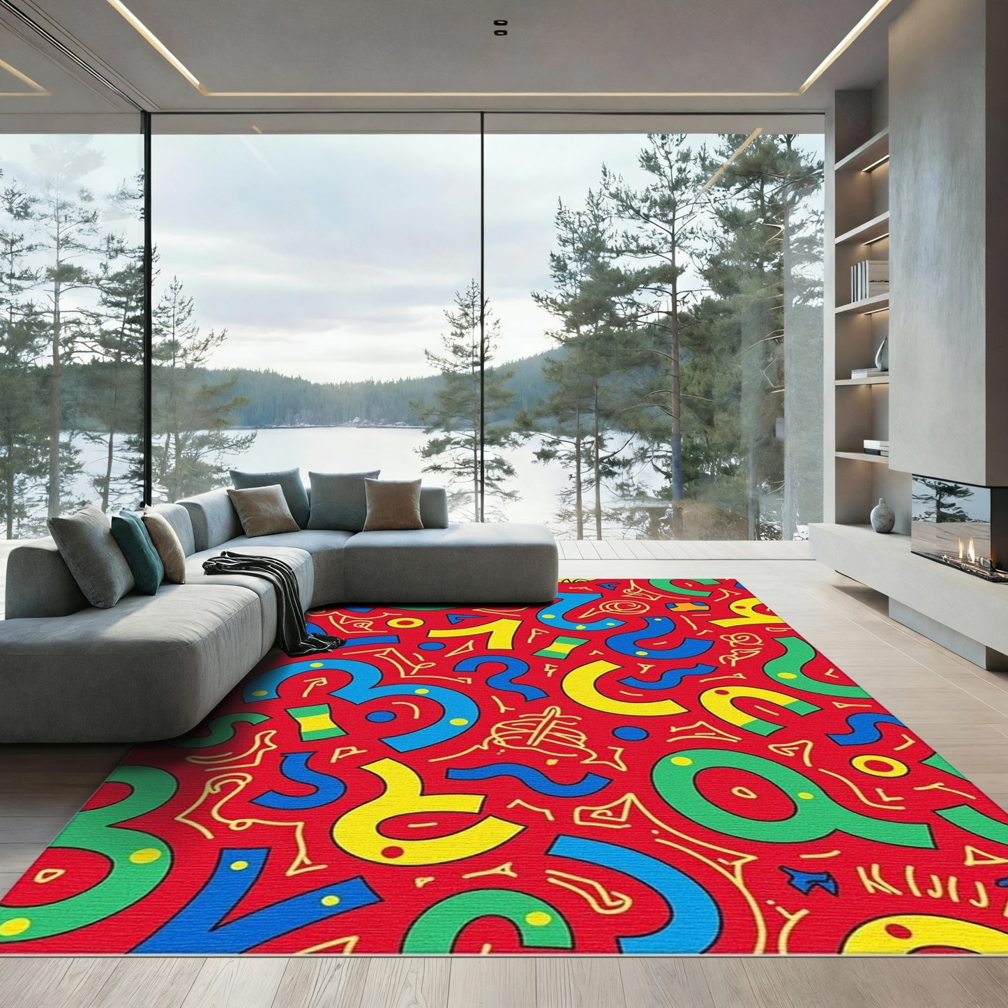 Retro Primary Color Alphabet Soup Rug