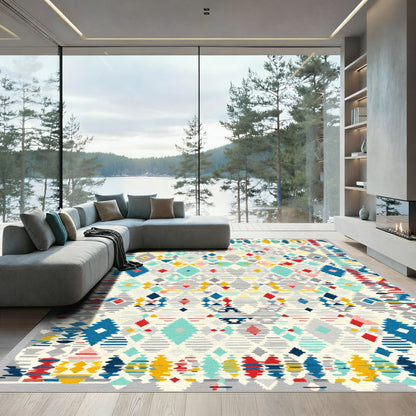 Colorful Geometric Diamond Tribal Rug