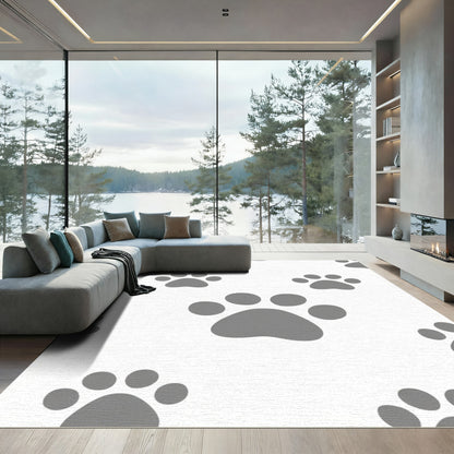 Gray Paw Prints All Over Rug