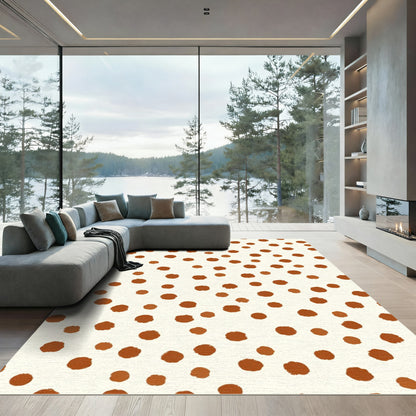 Rust Dots Scattered Organic Pattern Rug