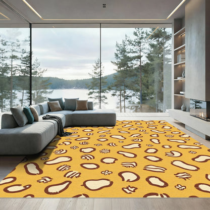 Yellow Spotted Animal Print Rug