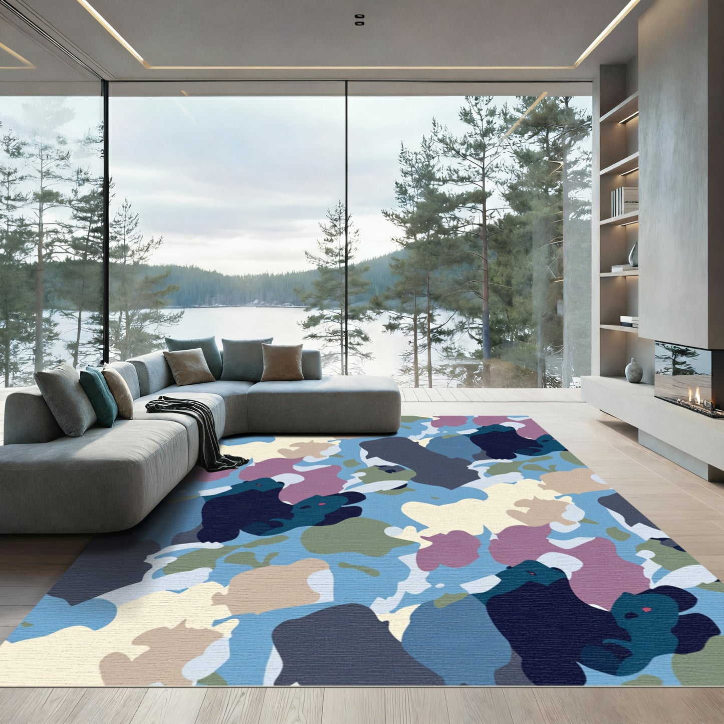 Arctic Camouflage Abstract Bear Rug