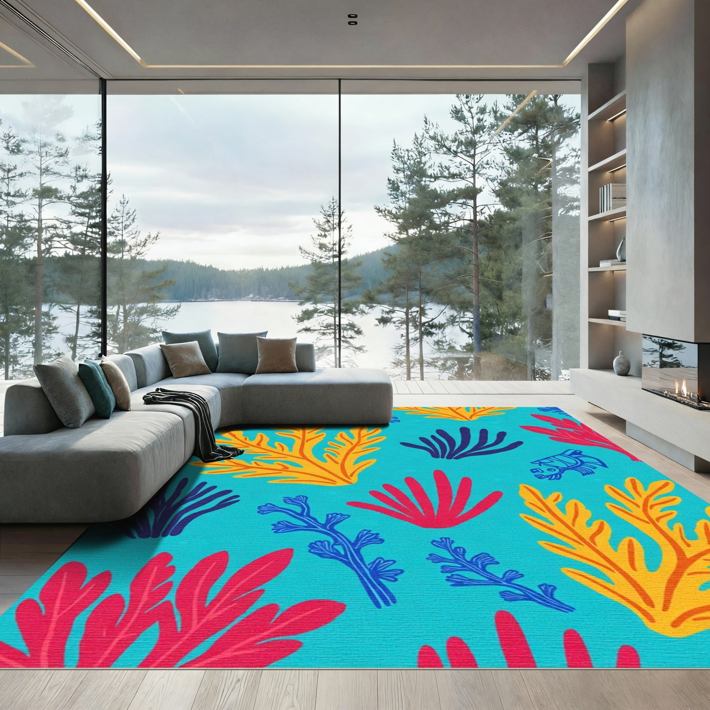 Coral Reef Sea Creatures Collection Rug