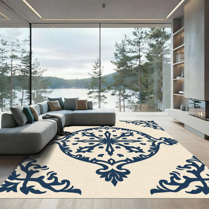 Deep Blue Vintage Medallion Ornament Rug