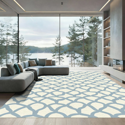 Soft Blue Scale Arch Pattern Rug
