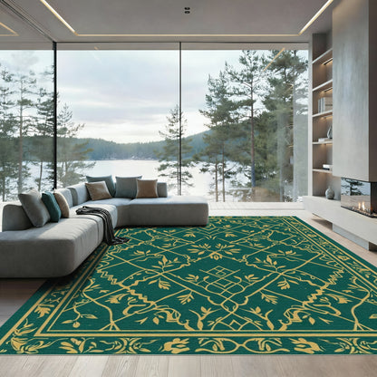 Emerald Gold Vine Lattice Rug