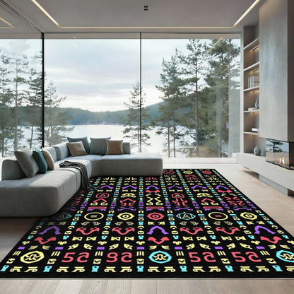 Colorful Abstract Symbols Geometric Arrangement Rug