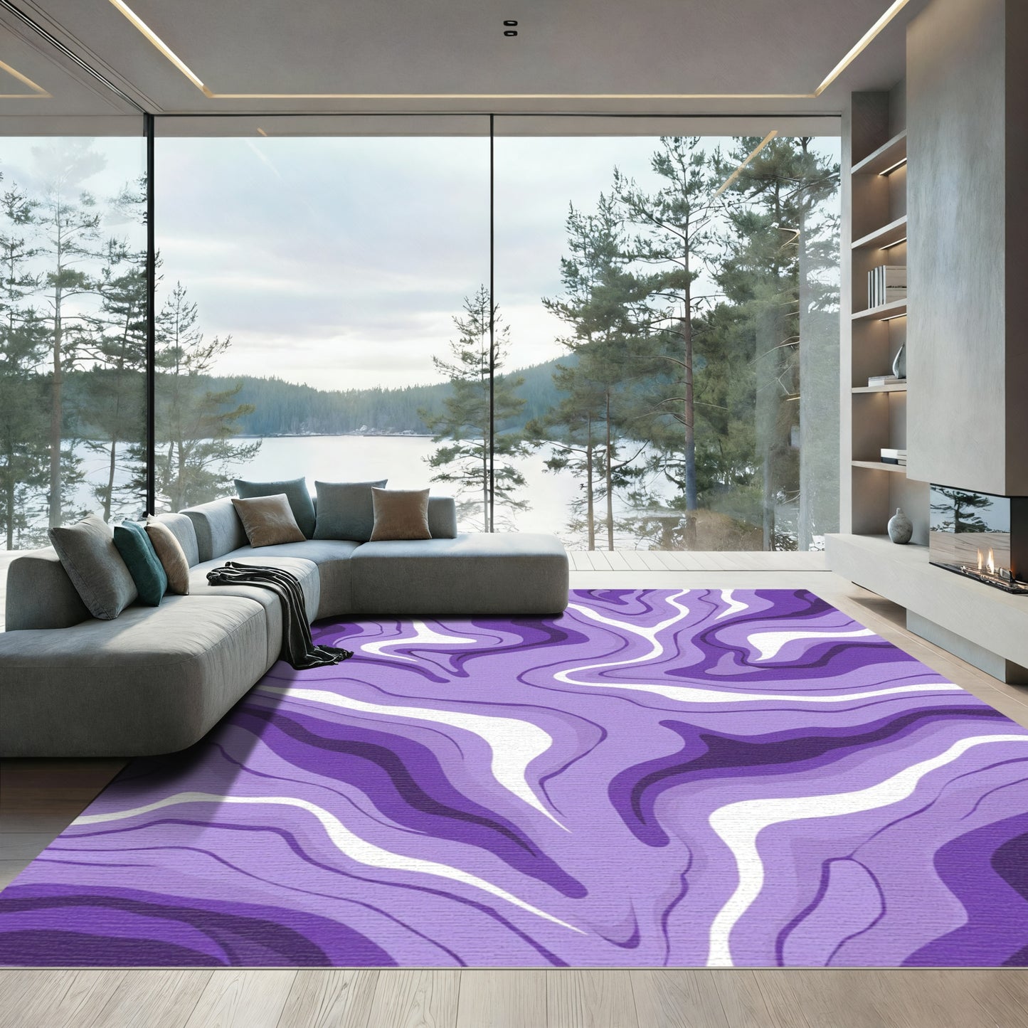 Amethyst Swirling Marble Lines Rug